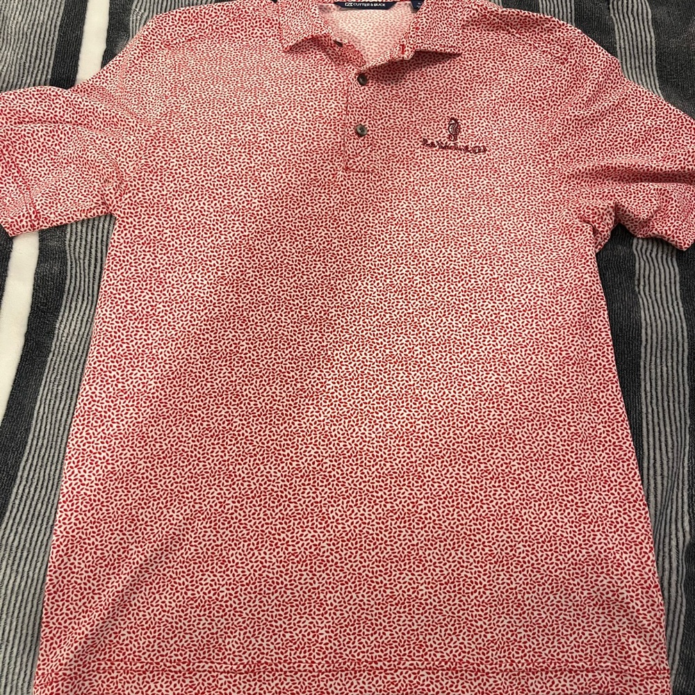 Cutter and Buck Red Patterned Men's Polo Shirt (Small)